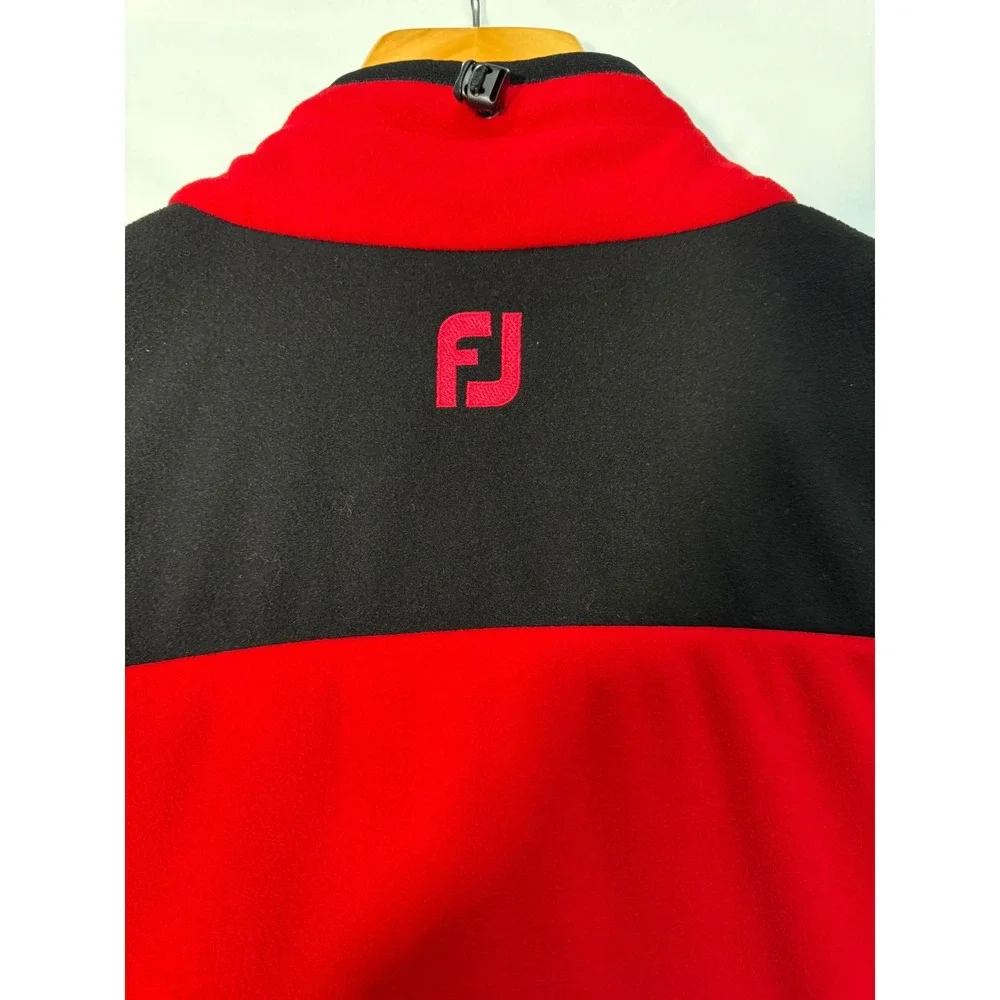 FootJoy DryJoys Red & Black Fleece Quarter-Zip Pullover – Men's Medium